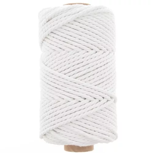 Bobina de cordón de algodón para macramé 3 mm - Blanco x50m
