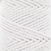 Bobina de cordón de algodón para macramé 3 mm - Blanco x50m