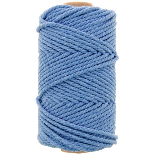 Bobina de cordón de macramé de algodón de 3 mm - Azul claro x50m