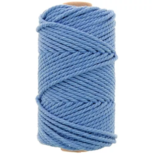 Bobina de cordón de macramé de algodón de 3 mm - Azul claro x50m