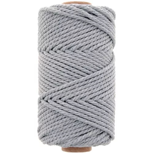 Bobina de cordón de macramé de algodón de 3 mm - Gris claro x50m