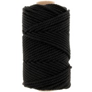 Bobina de cordón de macramé de algodón de 3 mm - negro x50 m