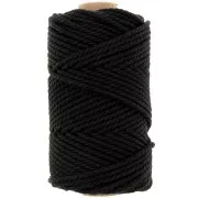 Bobine de cordon en coton pour macramé 3 mm - Noir x50m