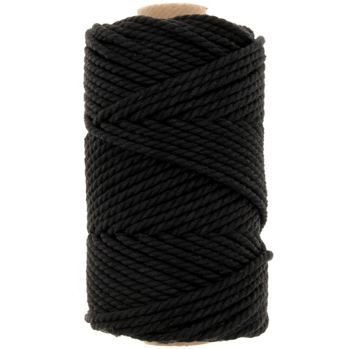 Bobina de cordón de macramé de algodón de 3 mm - negro x50 m