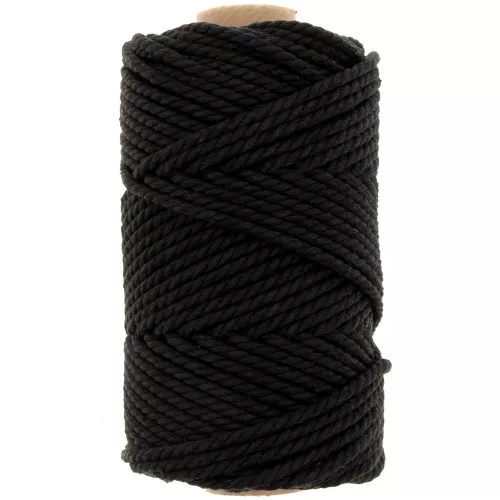 Bobina de cordón de macramé de algodón de 3 mm - negro x50 m