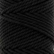 Bobina de cordón de macramé de algodón de 3 mm - negro x50 m