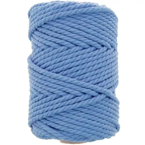 Bobina de cordón de macramé de algodón 5 mm - Azul claro x50m
