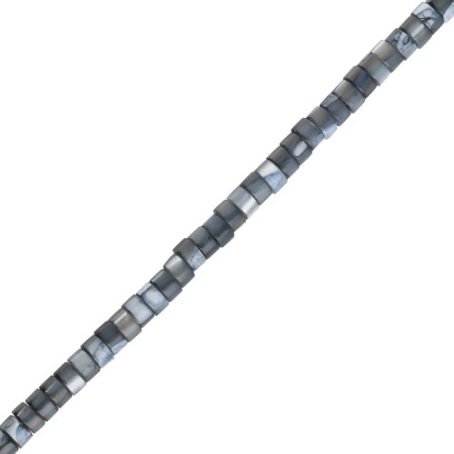 Cuentas arandalas Heishi teñidas de nácar 4x2,5 mm - Verde de gris x39cm