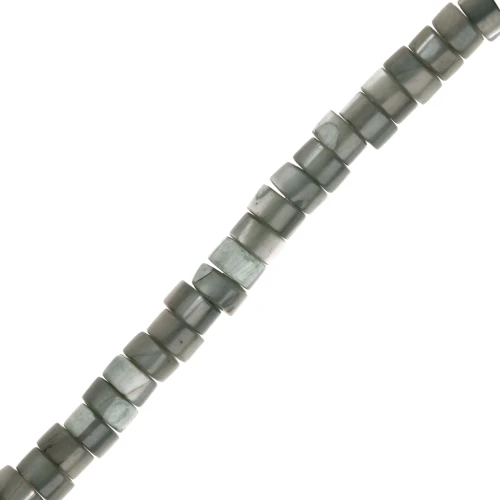 Cuentas arandalas Heishi teñidas de nácar 4x2,5 mm - Verde de gris x39cm