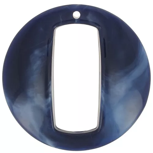 Colgante acrílico hueco redondo 39 mm - Mármol azul oscuro x1