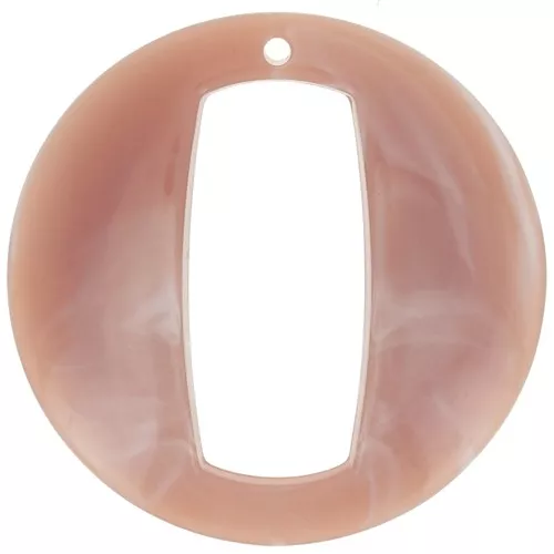 Colgante acrílico hueco redondo 39 mm - Rosa viejo jaspeado x1