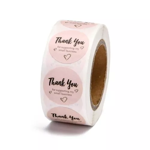 Rollo de etiquetas autoadhesivas 25 mm - Thank you - Nude - Black x500