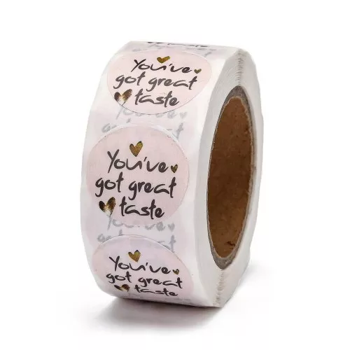 Rollo de etiquetas autoadhesivas de 25 mm - Tienes buen gusto - Salmón x500