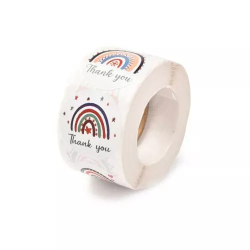 Rollo de etiquetas autoadhesivas de 38 mm - Gracias - Arco iris multicolor x500