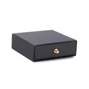 Joyero con cajón para juego de cartón 9x9x3 cm - Negro - Oro x1