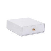 Joyero con cajón para juego de cartón 9x9x3 - 9x9x3 cm Perla blanca - Oro x1