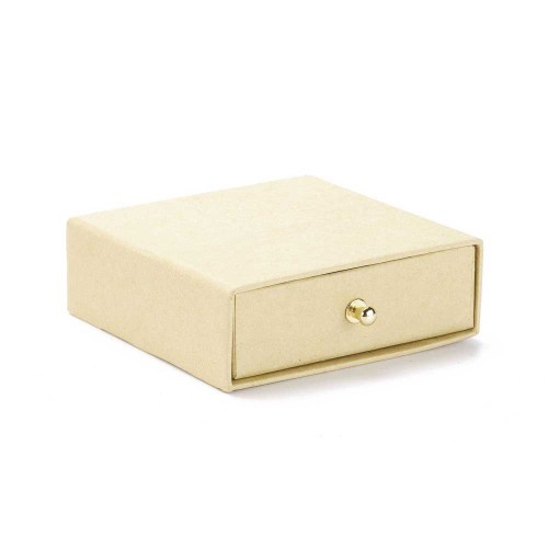 Joyero con cajón para juego de cartón 9x9x3 cm - Natural - Oro x1