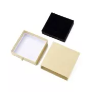 Joyero con cajón para juego de cartón 9x9x3 cm - Natural - Oro x1
