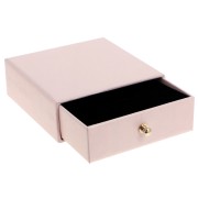 Joyero con cajón para juego de cartón 9x9x3 cm - Rosa - Dorado x1