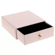 Joyero con cajón para juego de cartón 9x9x3 cm - Rosa - Dorado x1