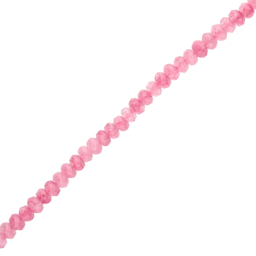 Cuentas redondas facetadas aplanadas 4.5x3mm - Gema Jade Tintado - Rosa claro x35cm