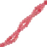 Cuentas redondas facetadas aplanadas 4.5x3mm - Gema Jade Tintado - Rosa claro x35cm