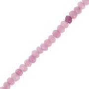 Cuentas redondas aplanadas y facetadas de 4,5 x 3 mm, piedra preciosa teñida, cuarzo lila, x 35 cm