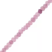 Cuentas redondas aplanadas y facetadas de 4,5 x 3 mm, piedra preciosa teñida, cuarzo lila, x 35 cm