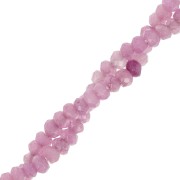 Cuentas redondas aplanadas y facetadas de 4,5 x 3 mm, piedra preciosa teñida, cuarzo lila, x 35 cm