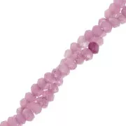 Cuentas redondas aplanadas y facetadas de 4,5 x 3 mm, piedra preciosa teñida, cuarzo lila, x 35 cm