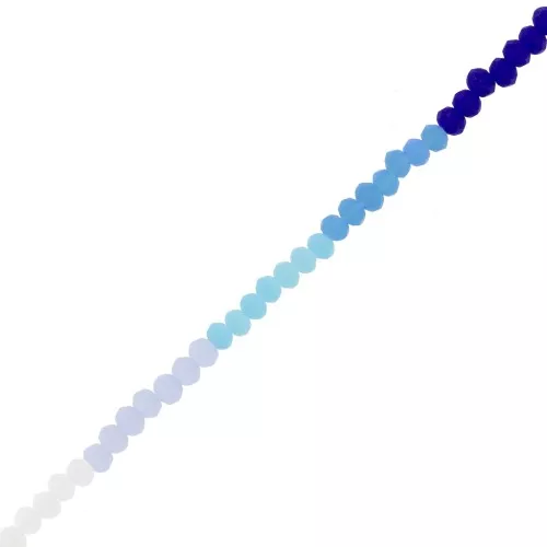 Cuentas arandalas facettées - rondes aplaties 3x2.5 mm - Multi-bleu mat x45cm