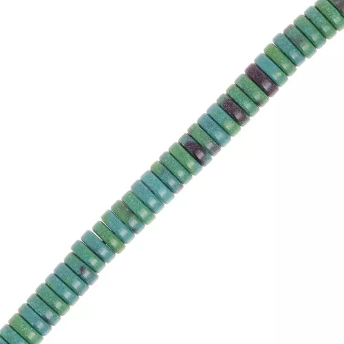 Cuentas arandalas Heishi de imitiación piedra 5x1.5mm - Agate teintée Vert bleu x40cm