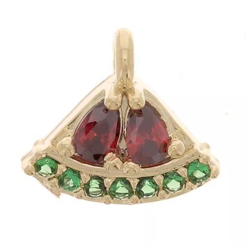Mini dije de sandía con óxido de zirconio 8x9 mm - Dorado - Multicolor x1