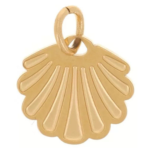 Charm de concha 9x10 mm - Acero inoxidable 316L Dorado x1