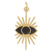 Charm de ojo 16,5x9 mm con resina epoxi - Acero inoxidable 316 Dorado - Negro x1