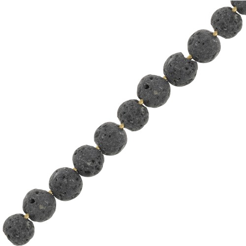 Cuentas Redondas 4 mm Piedra de lava teñida - Gris foncé x20