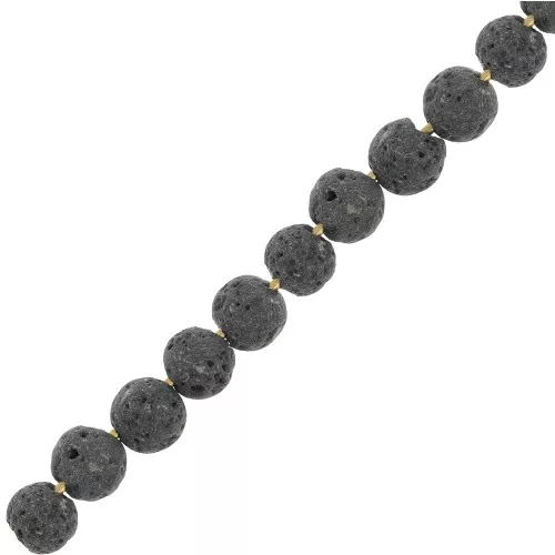 Cuentas Redondas 4 mm Piedra de lava teñida - Gris foncé x20