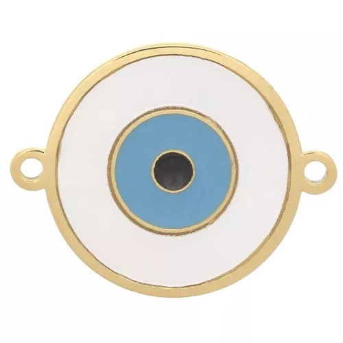 Entrepieza redondo de 12 mm con ojo de madreperla y resina epoxi - Acero inoxidable 304 Dorado