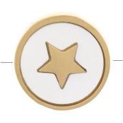 Cuenta pasante de estrella redondo de 10 mm de nácar - Acero inoxidable dorado 304 - Natural x1|raw }}