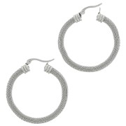 Aros pendientes de 40 mm - efecto de malla tubular - Acero inoxidable 304 x2