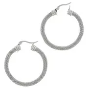 Aros pendientes de 40 mm - efecto de malla tubular - Acero inoxidable 304 x2