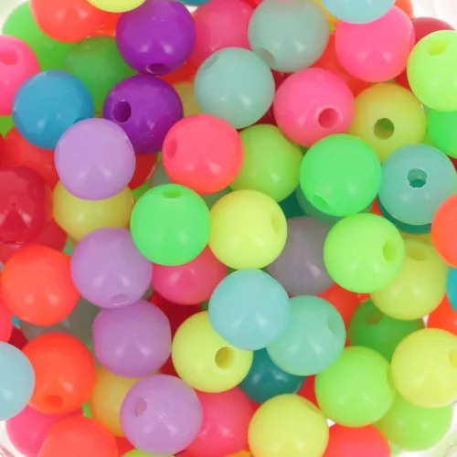Surtido de cuentas redondas 6 mm - Multicolor fluorescente x50