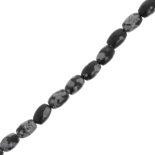 Cuentas olivas gema 6x4 mm - Obsidiana moteada x39cm