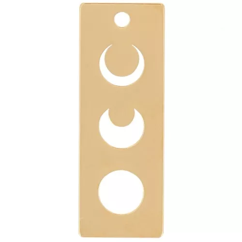 Colgante rectángulo 18x6,5 mm con motivo de luna - excluido de Perles&Co - Dorado con oro fino