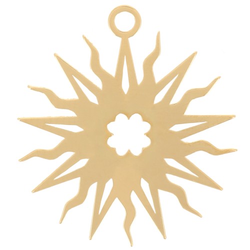 Colgante sol hueco 16 mm - motivo trébol - excluido de Perles&Co - Dorado con oro fino x1