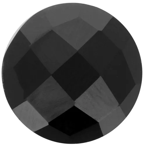 Cabujón redondo facetado de 15 mm de piedra preciosa - Ónix negro x1