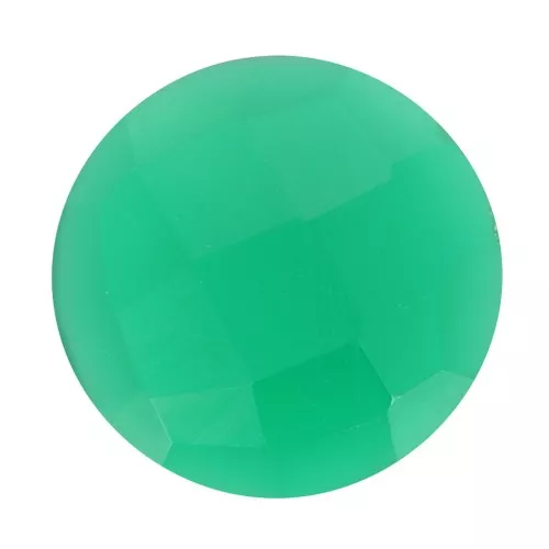 Cabujón redondo facetado de 10 mm en piedra preciosa de color - Ónix verde x1