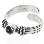 Anillo con cabujón engastado en el fondo plano de 4 mm - Talla 48 a 54 - Plata 925 oxidada x1|raw }}