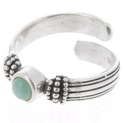 Anillo con cabujón engastado en el fondo plano de 4 mm - Talla 48 a 54 - Plata 925 oxidada x1