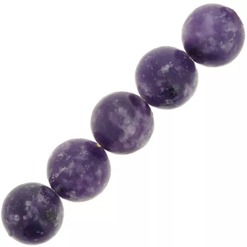 Cuentas redondas de 10 mm de piedra preciosa - Lepidolita x5